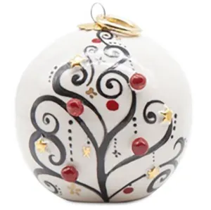Sbordone Christmas ball suspended to a wire D. 10cm porcelain decoration gold PL51