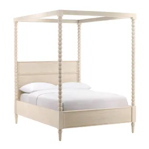 Serene Slumber Retreat - Rustic Queen Bed in Whitewashed Style