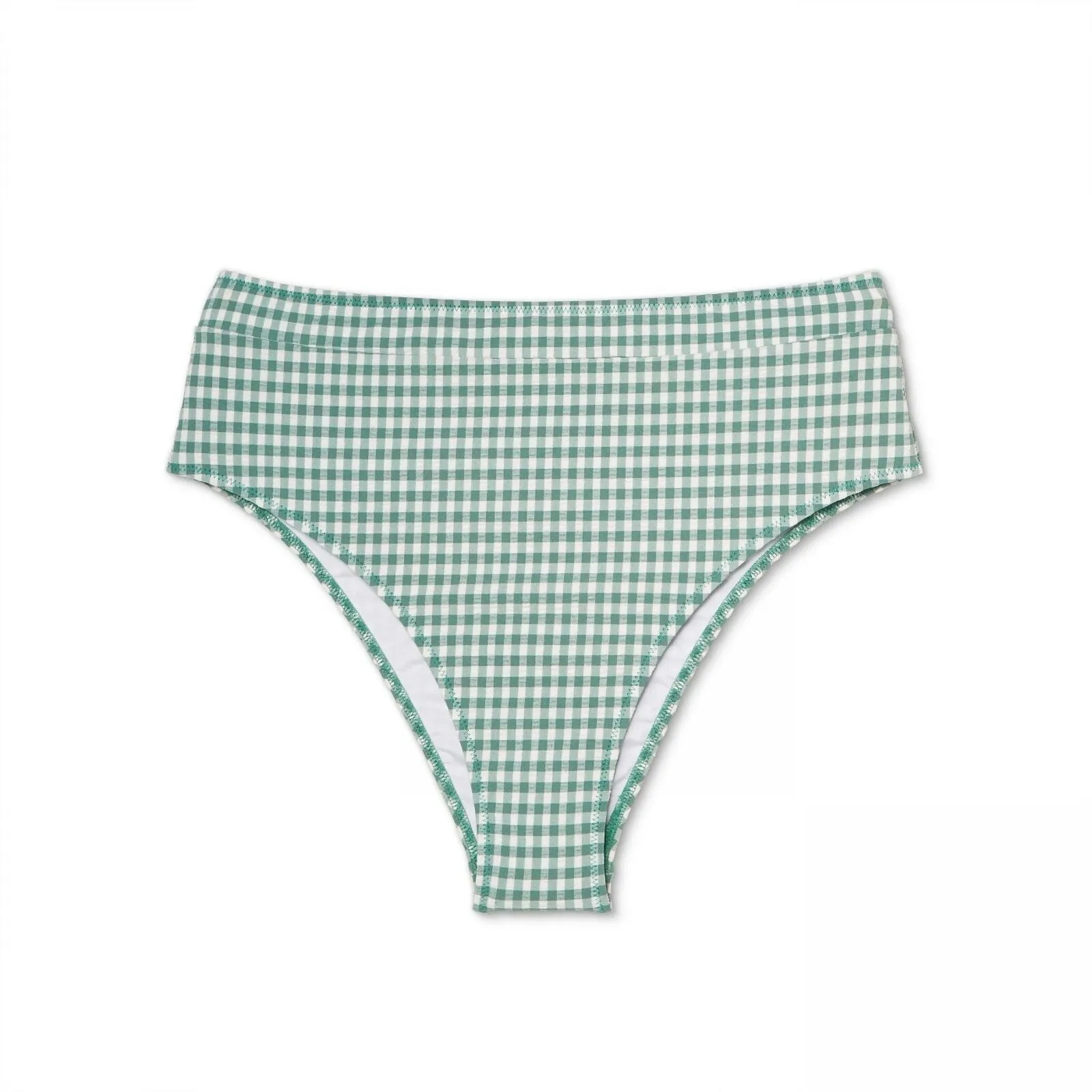 Shade & Shore Women's Paradise High Waist Leg Seersucker Swim Bikini Bottom