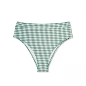 Shade & Shore Women's Paradise High Waist Leg Seersucker Swim Bikini Bottom