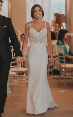 Sheath Sweetheart Chiffon Simple Wedding Dress Sleeveless With Open Back-716578