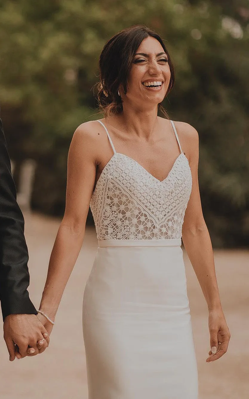 Sheath Sweetheart Chiffon Simple Wedding Dress Sleeveless With Open Back-716578