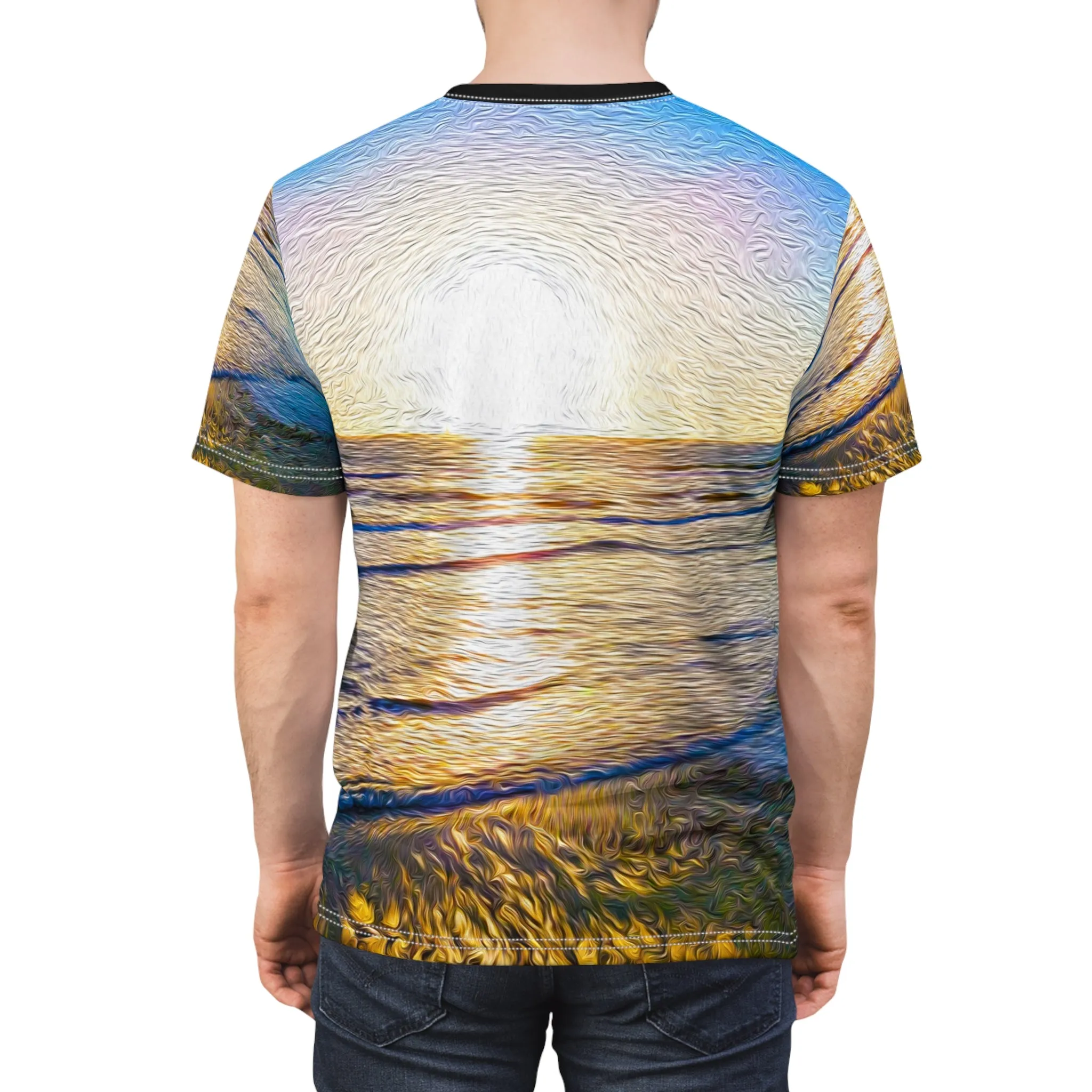 Shining Oceanside Sunset Unisex AOP Cut & Sew Tee