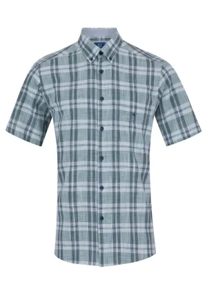 Short Sleeve Check Shirt - Green 38