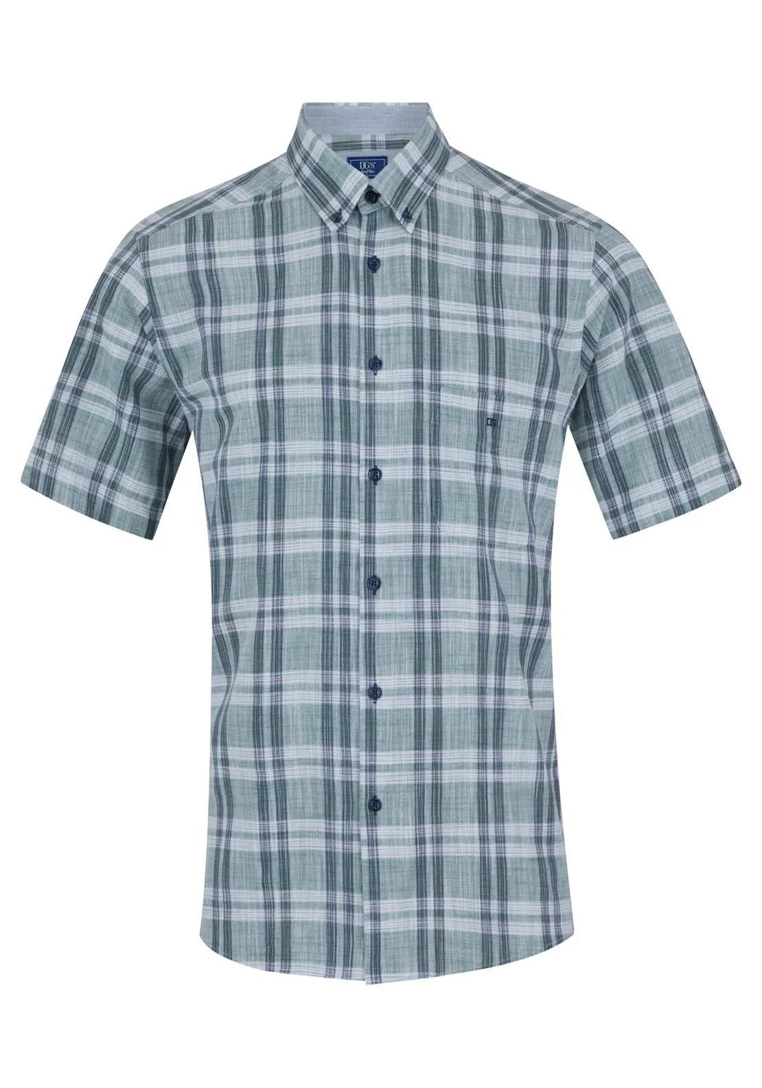 Short Sleeve Check Shirt - Green 38
