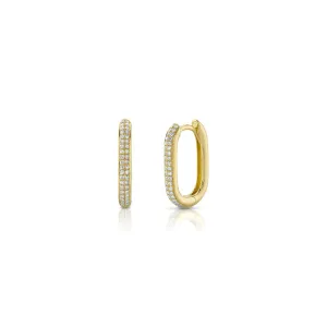 Shy Creation Diamond Oblong Hoops