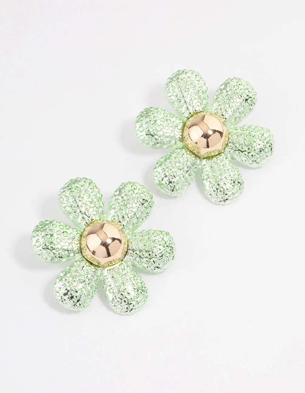 Silver Oversized Flower Stud Earrings