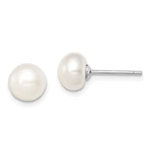 Silver White Fresh Water Cultured Pearl Earring