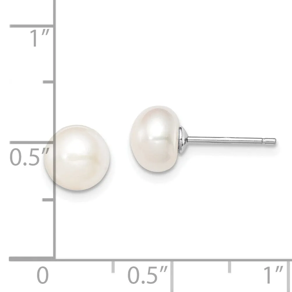 Silver White Fresh Water Cultured Pearl Earring