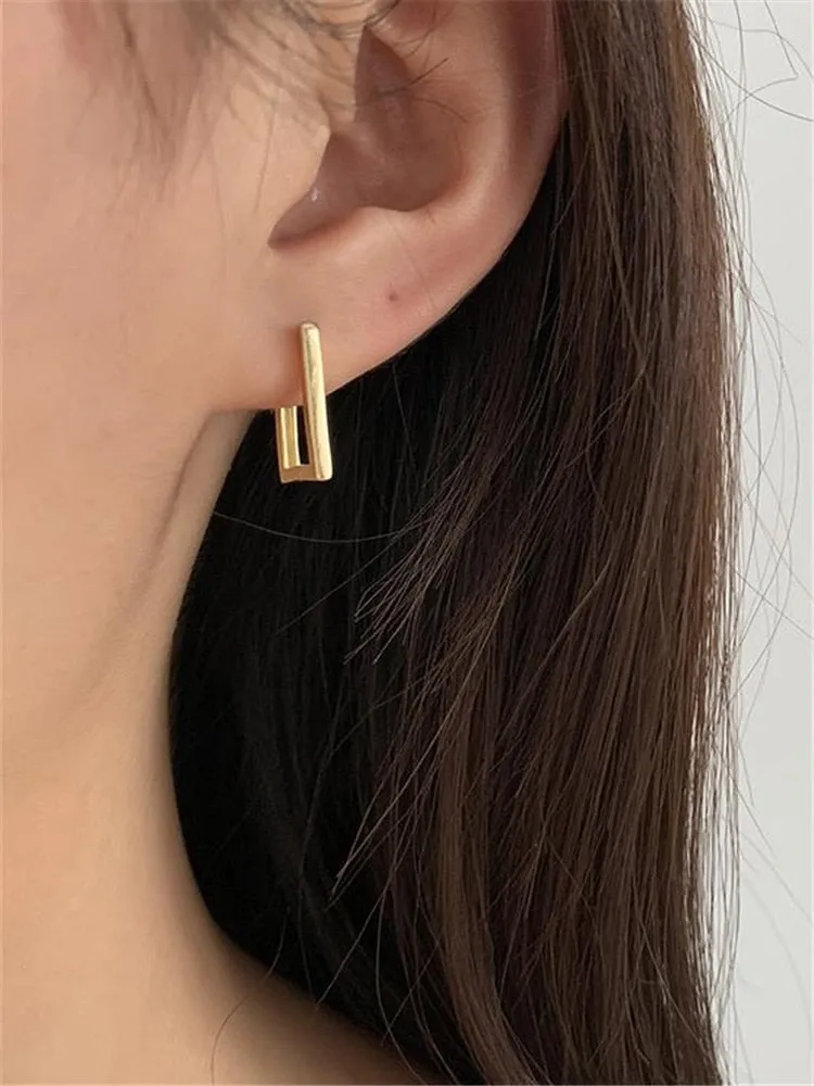 Simplicity Rectangular Gold Plated Earrings