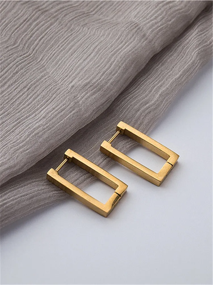 Simplicity Rectangular Gold Plated Earrings
