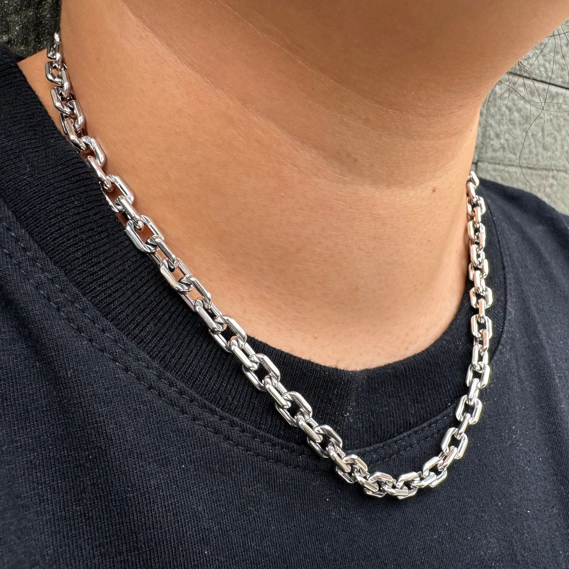 Skull T-Bar Sterling Silver Chain Necklace