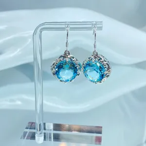 Sky Blue Earrings, Art Nouveau Speechless Design#E103