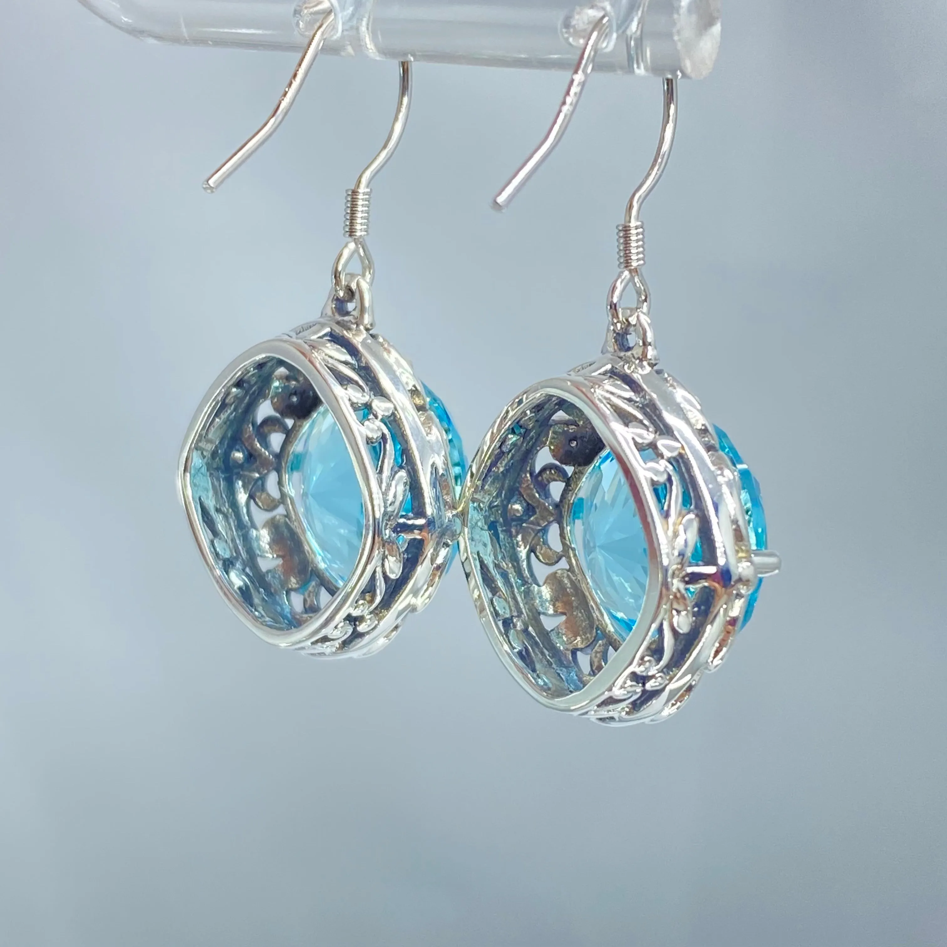 Sky Blue Earrings, Art Nouveau Speechless Design#E103