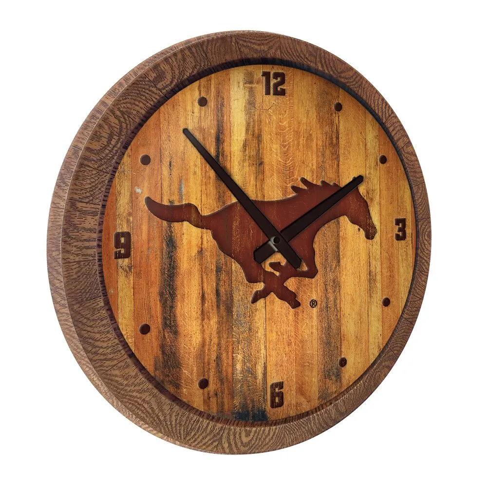 SMU Mustangs: Branded "Faux" Barrel Top Wall Clock