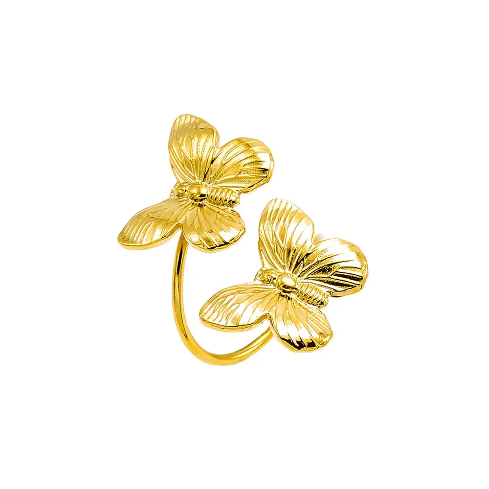 Solid Double Ridged Butterfly Ring
