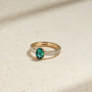 Stacked Band Alexandrite and Diamond Ring