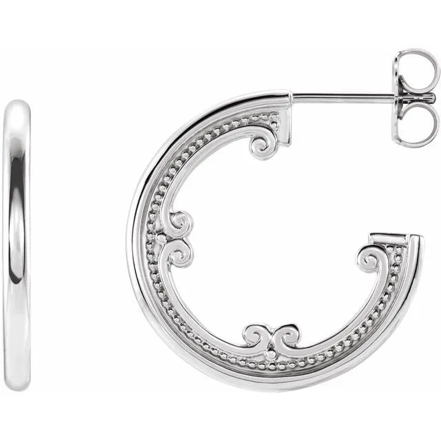 Sterling Silver 20 mm Vintage-Inspired Hoop Earrings