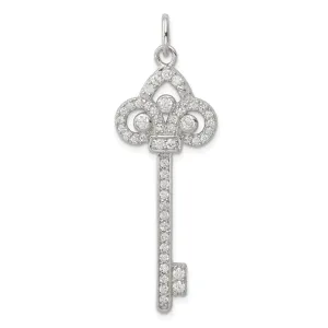Sterling Silver and Cubic Zirconia Key Pendant