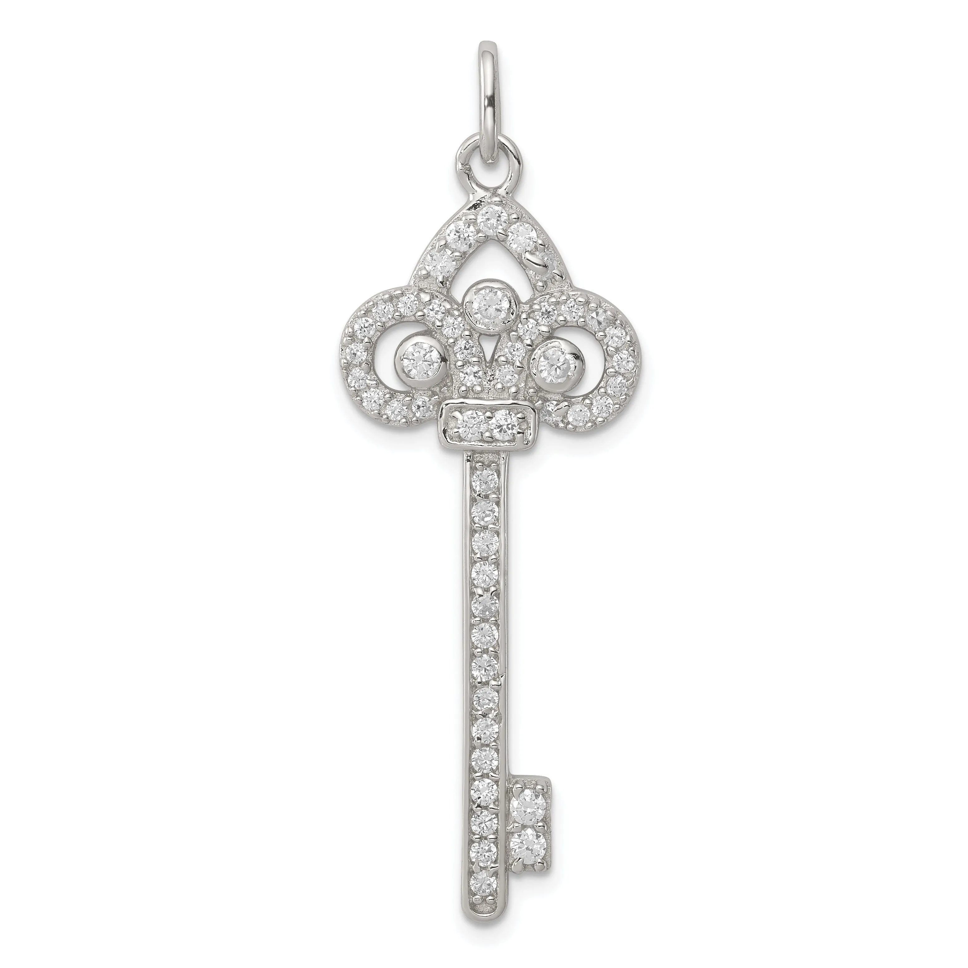 Sterling Silver and Cubic Zirconia Key Pendant
