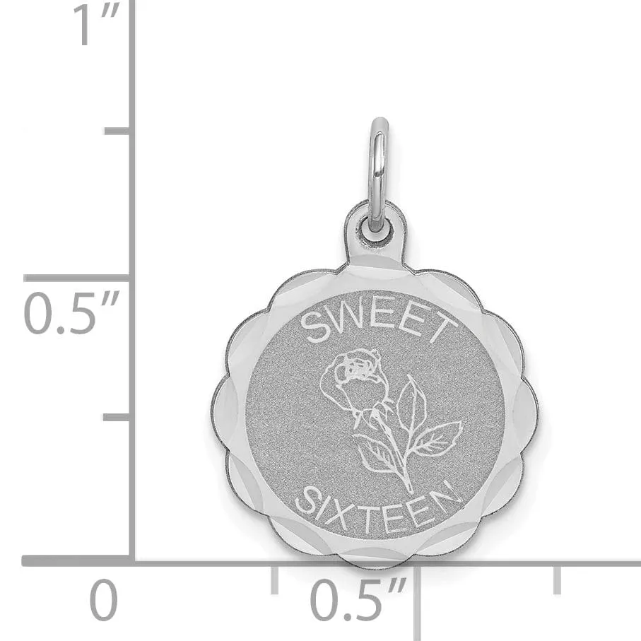 Sterling Silver Sweet Sixteen Disc Pendant