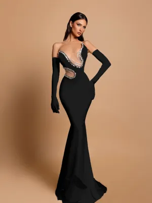 Strapless Sleeveless Refined Maxi Bodycon Dress HT20800