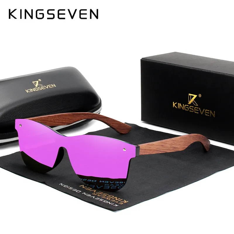 Stylishly Polarized: KINGSEVEN Men's Fashion Sunglasses with Natural Wooden Frames