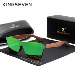 Stylishly Polarized: KINGSEVEN Men's Fashion Sunglasses with Natural Wooden Frames