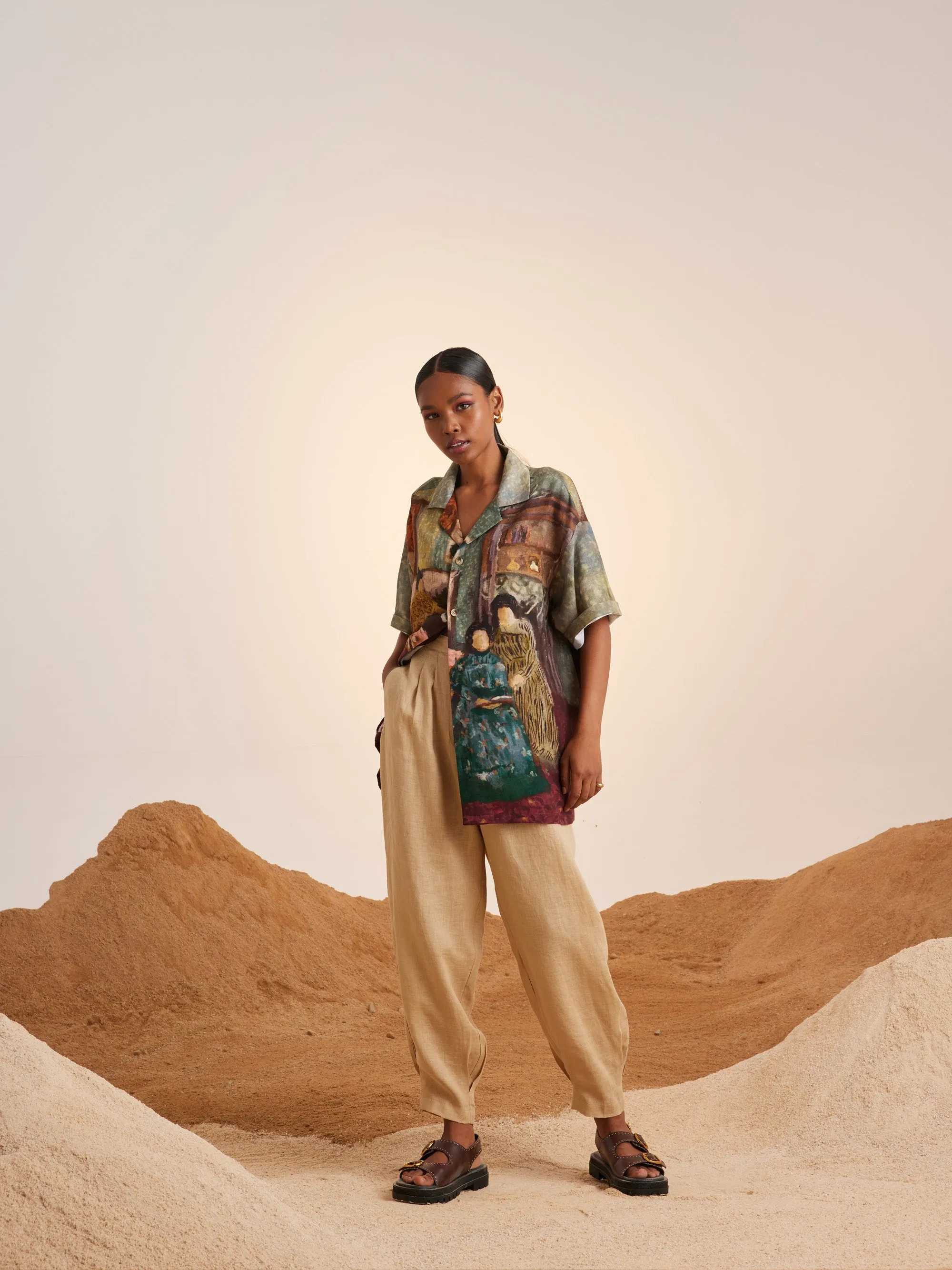 Summer Shirt Top Oversized Unisex-High Tea-Linen-Ss25-Uos-Ht-Cord