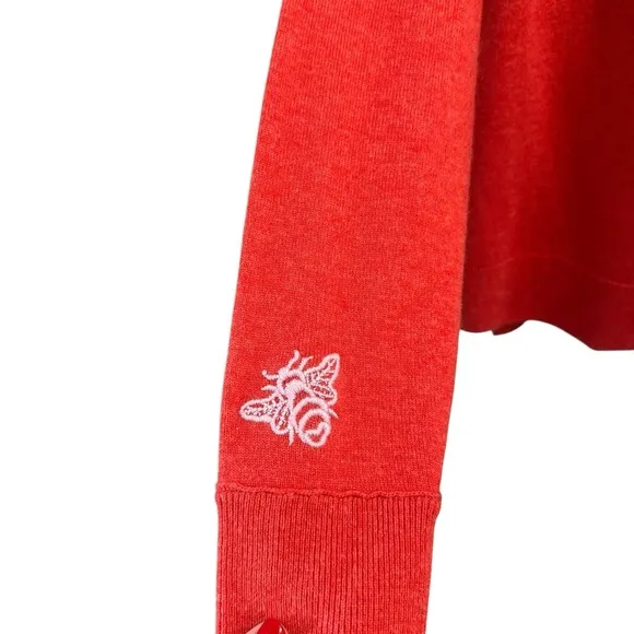 Sundance Blooming Love Sweater Red Floral Embroidered Heart Size S
