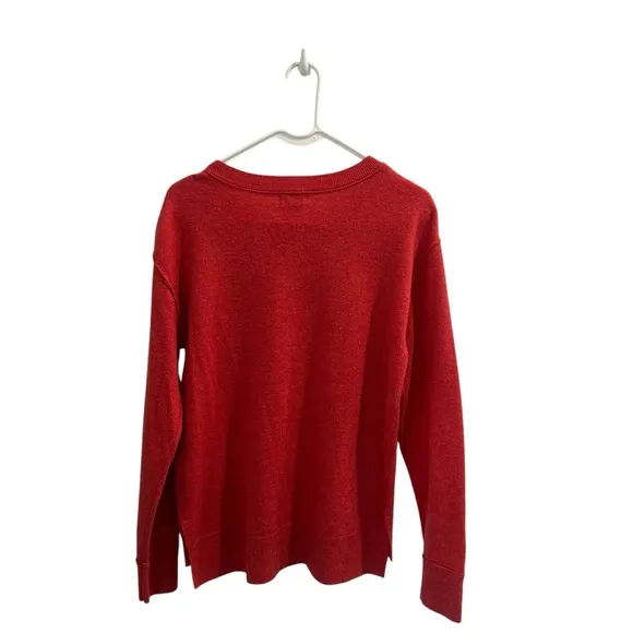 Sundance Blooming Love Sweater Red Floral Embroidered Heart Size S