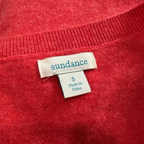 Sundance Blooming Love Sweater Red Floral Embroidered Heart Size S