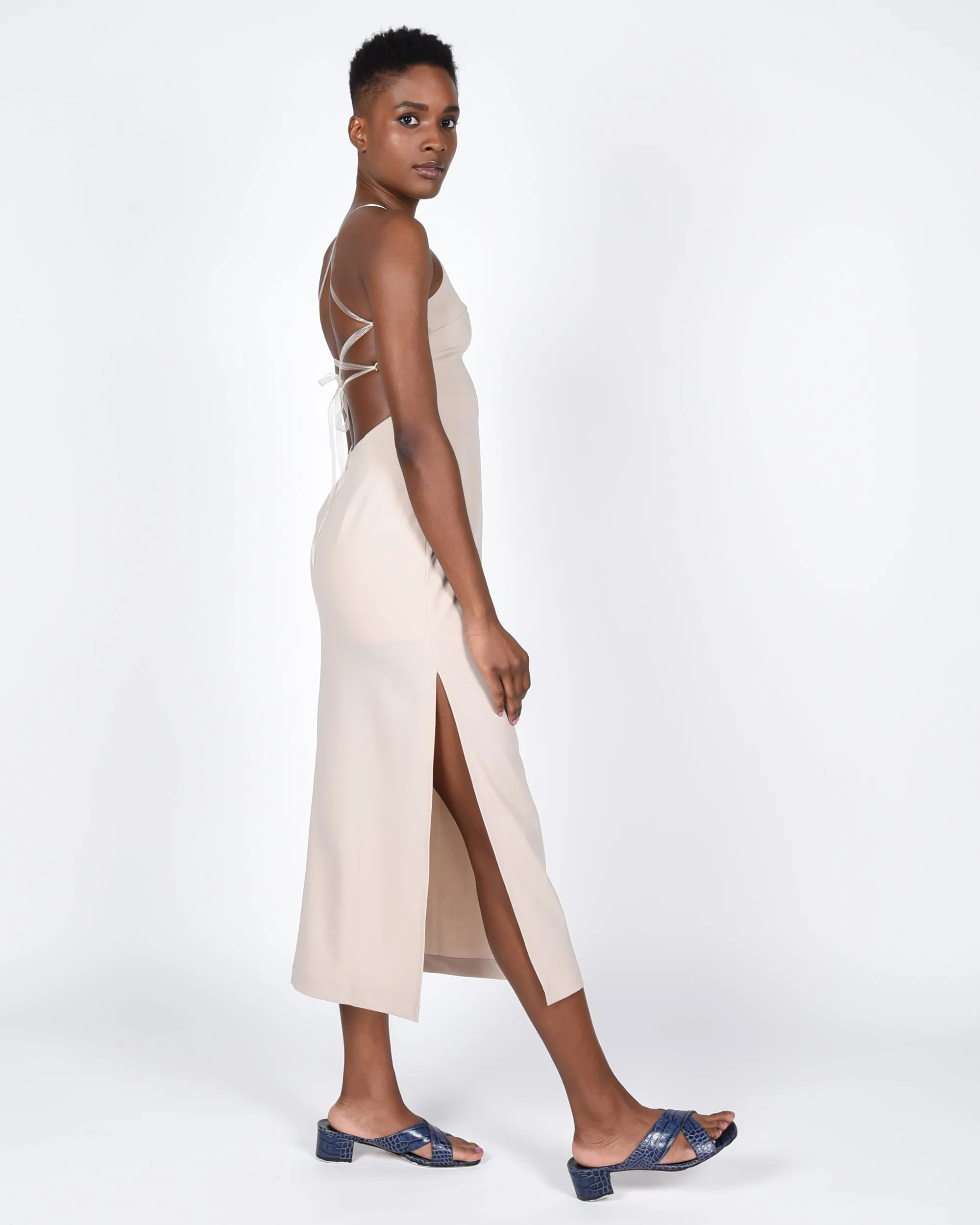Teresa linen dress in stone