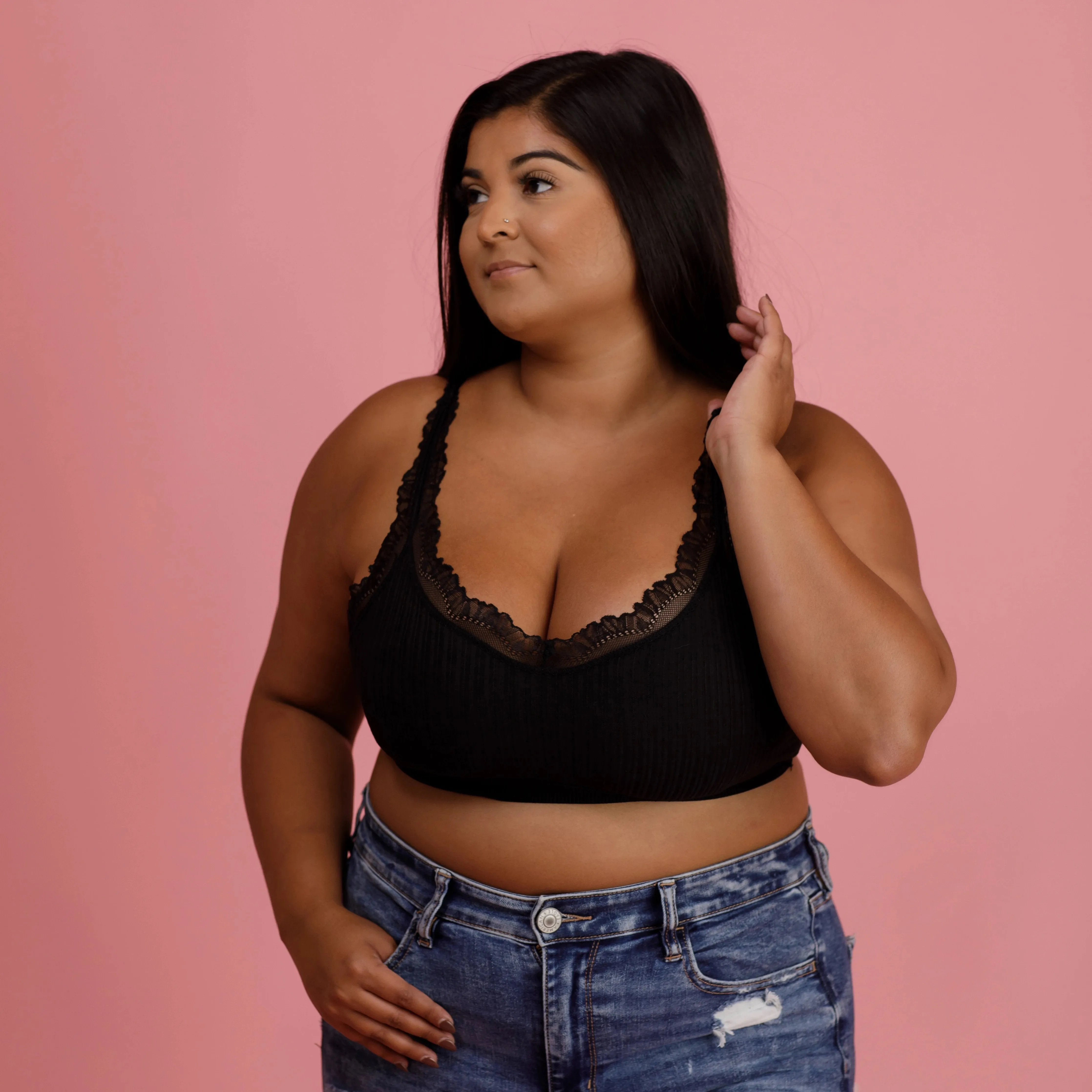 The Ellie Ribbed Bralette in Espresso