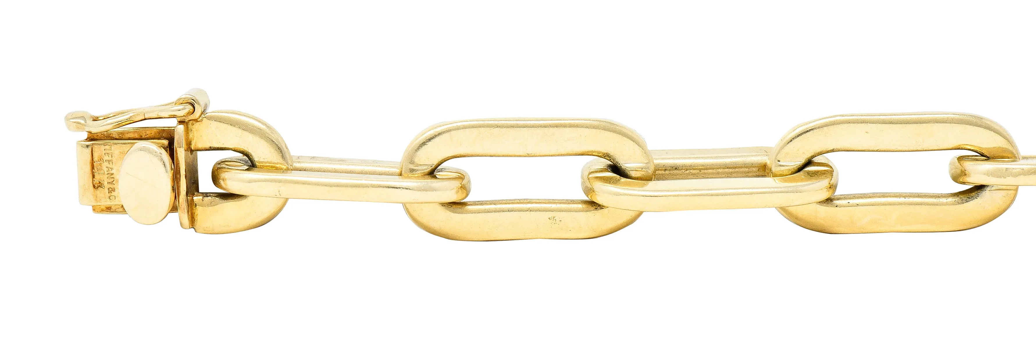 Tiffany & Co. 1960's 14 Karat Yellow Gold Paperclip Chain Vintage Link Bracelet