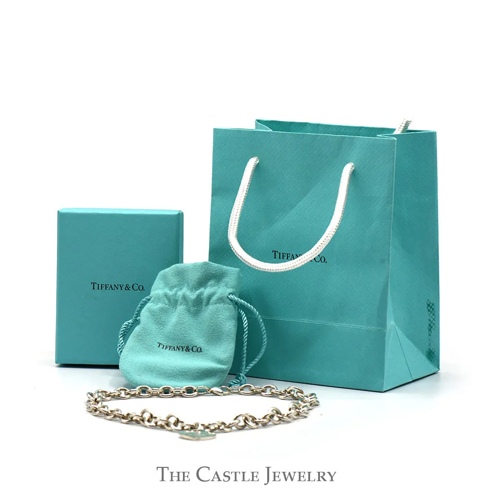 Tiffany & Co. Designer 16 inch Cable Chain with Dangling Heart Charm in Sterling Silver Includes Extras