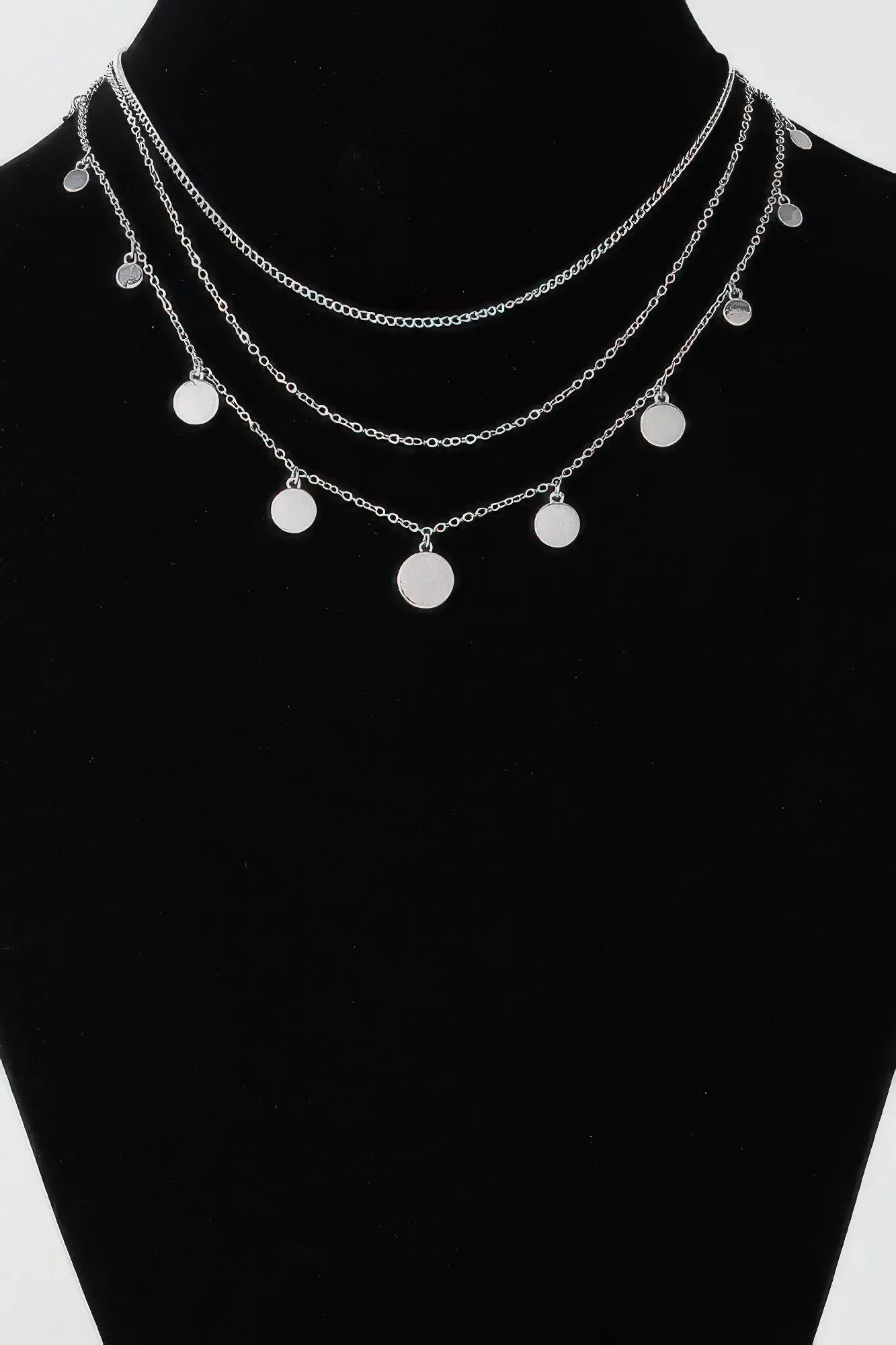 Triple Round Charm Chain Necklace