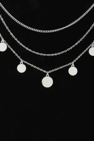 Triple Round Charm Chain Necklace