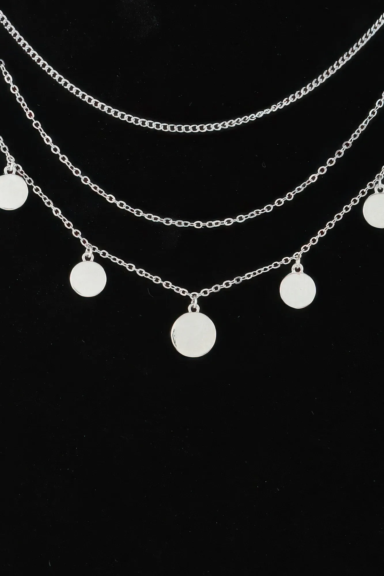 Triple Round Charm Chain Necklace