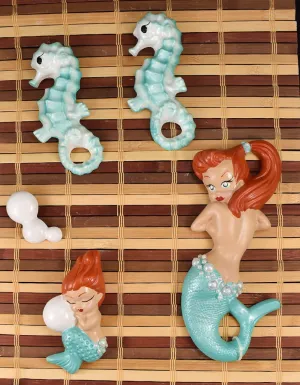 Turq Red Headed Mermaid Set