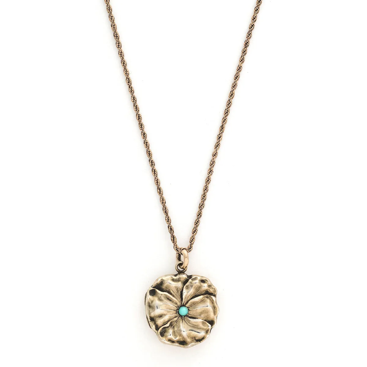 Turquoise Pansy Antique Locket