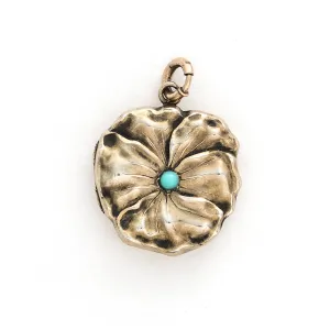 Turquoise Pansy Antique Locket