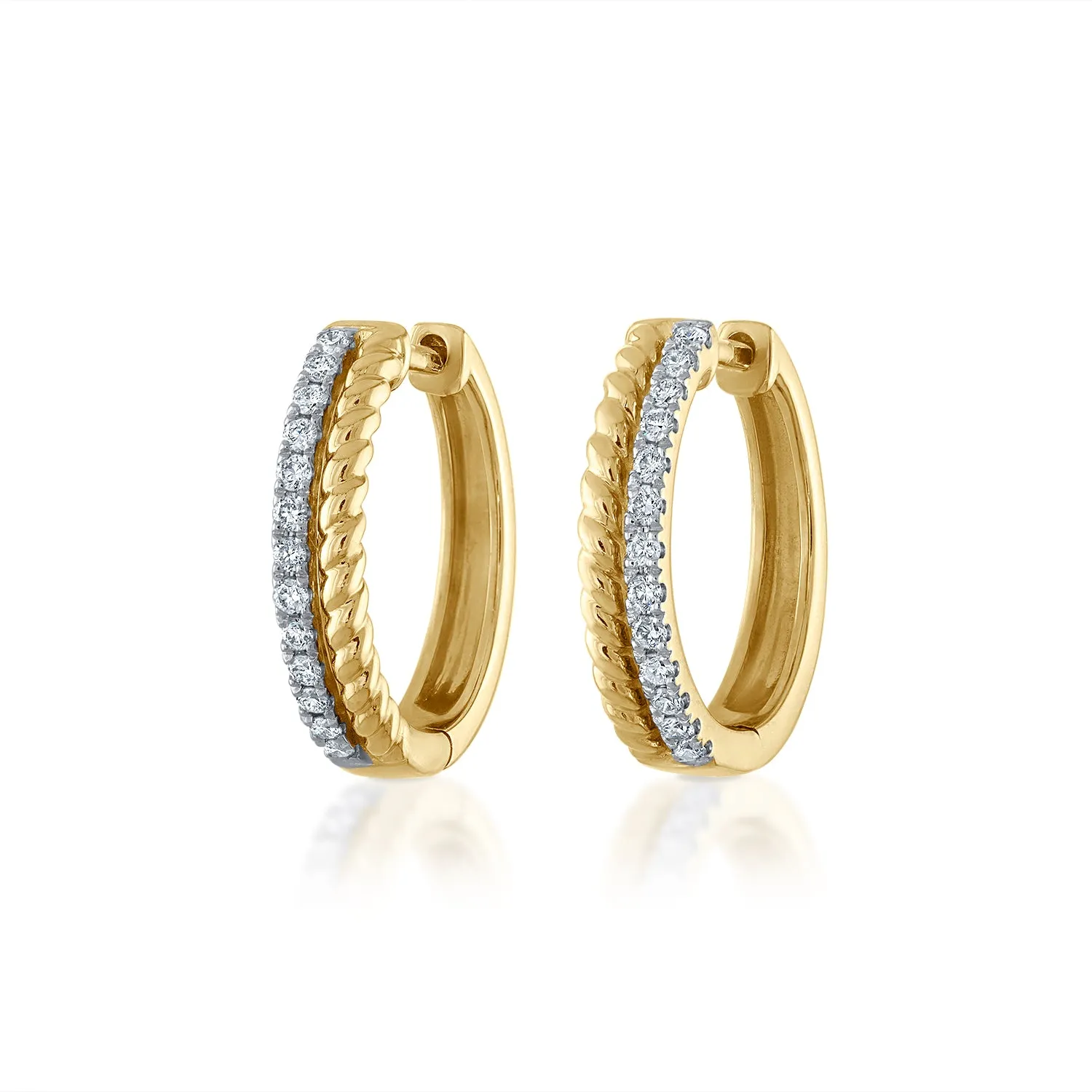 Two Row Diamond & Rope Earrings