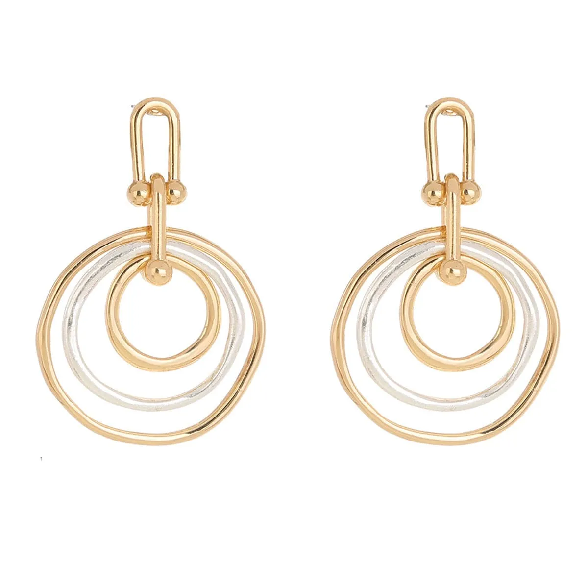 Two-Tone Ripple Drop Earrings
