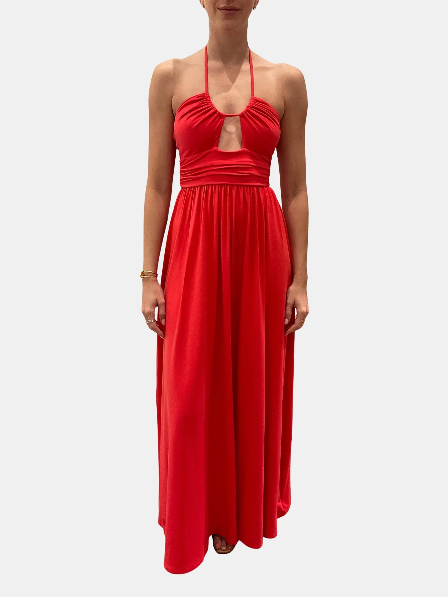 U Gathered Tie Maxi Dress