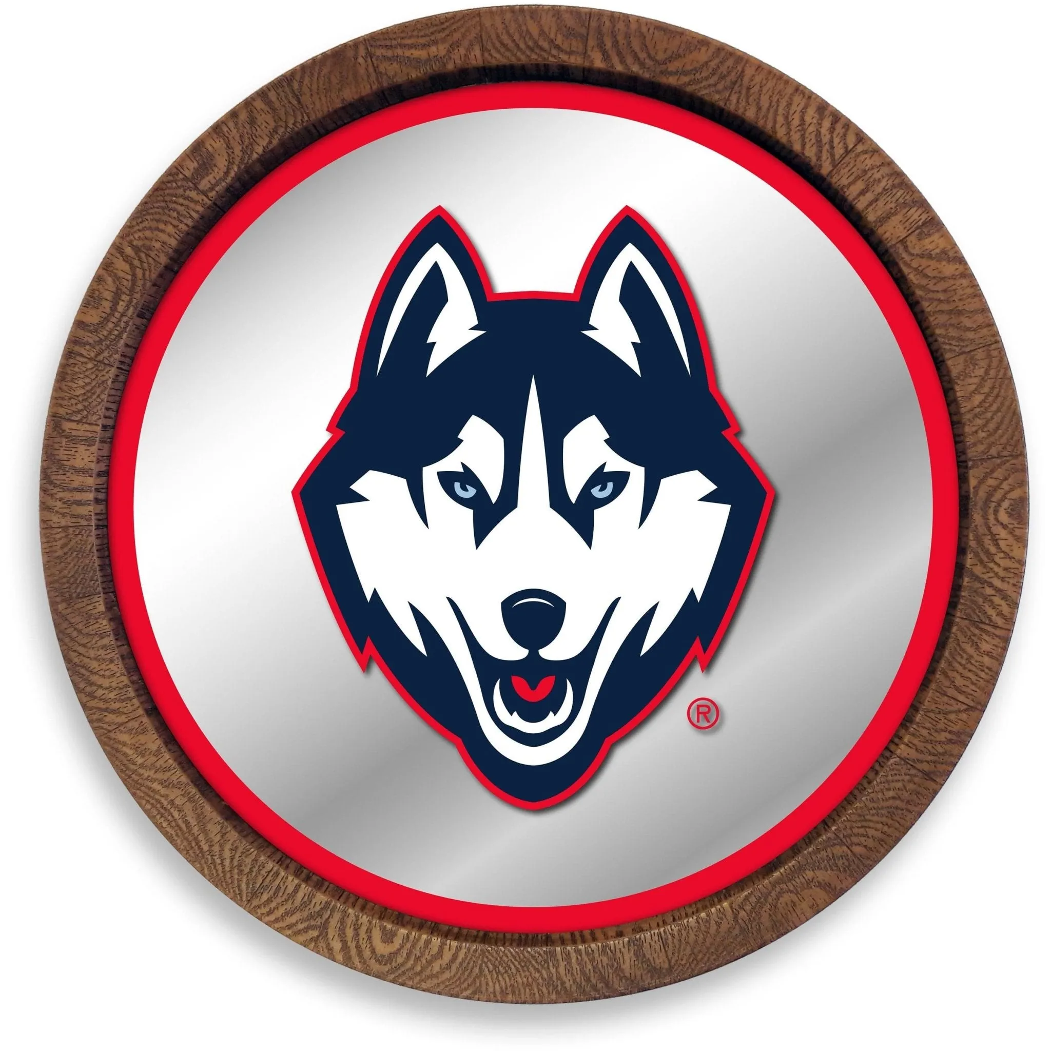 UConn Huskies: Mascot - "Faux" Barrel Top Mirrored Wall Sign