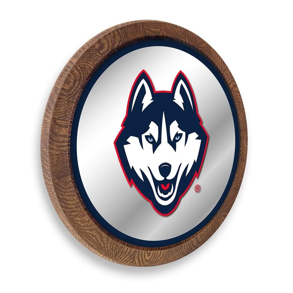 UConn Huskies: Mascot - "Faux" Barrel Top Mirrored Wall Sign