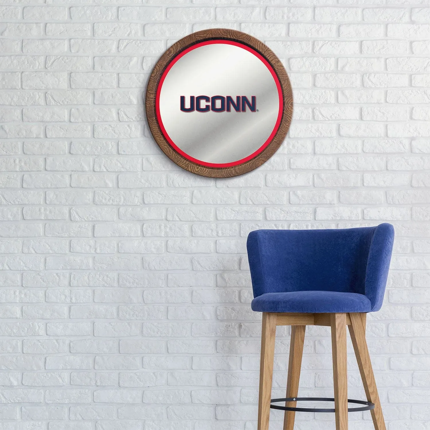 UConn Huskies: "Faux" Barrel Top Mirrored Wall Sign