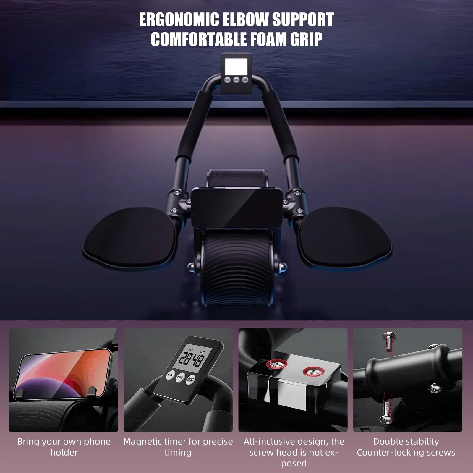 Uota Ab Roller Wheel with Elbow Support, Automatic Rebound Abdominal Wheel,Ab Roller for Abdominal Exercise Machine,Abs Workout Equipment,Trainer Fitness Belly Training for Men & Women