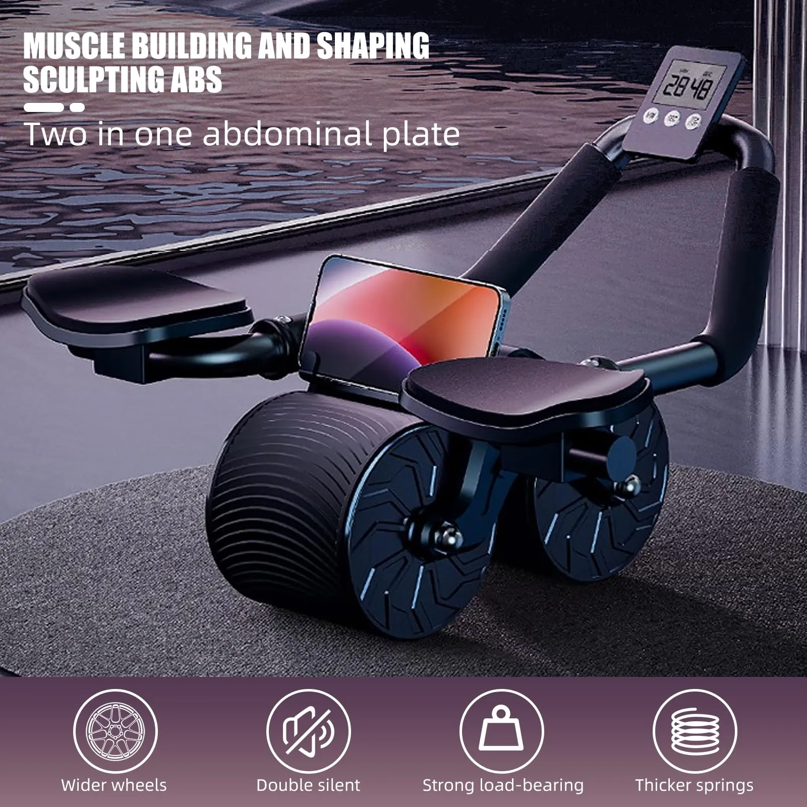 Uota Ab Roller Wheel with Elbow Support, Automatic Rebound Abdominal Wheel,Ab Roller for Abdominal Exercise Machine,Abs Workout Equipment,Trainer Fitness Belly Training for Men & Women
